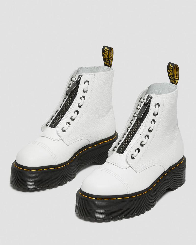 Botas Plataforma Dr Martens Sinclair Milled Nappa Cuero Mujer Blancos | MX 524OKI